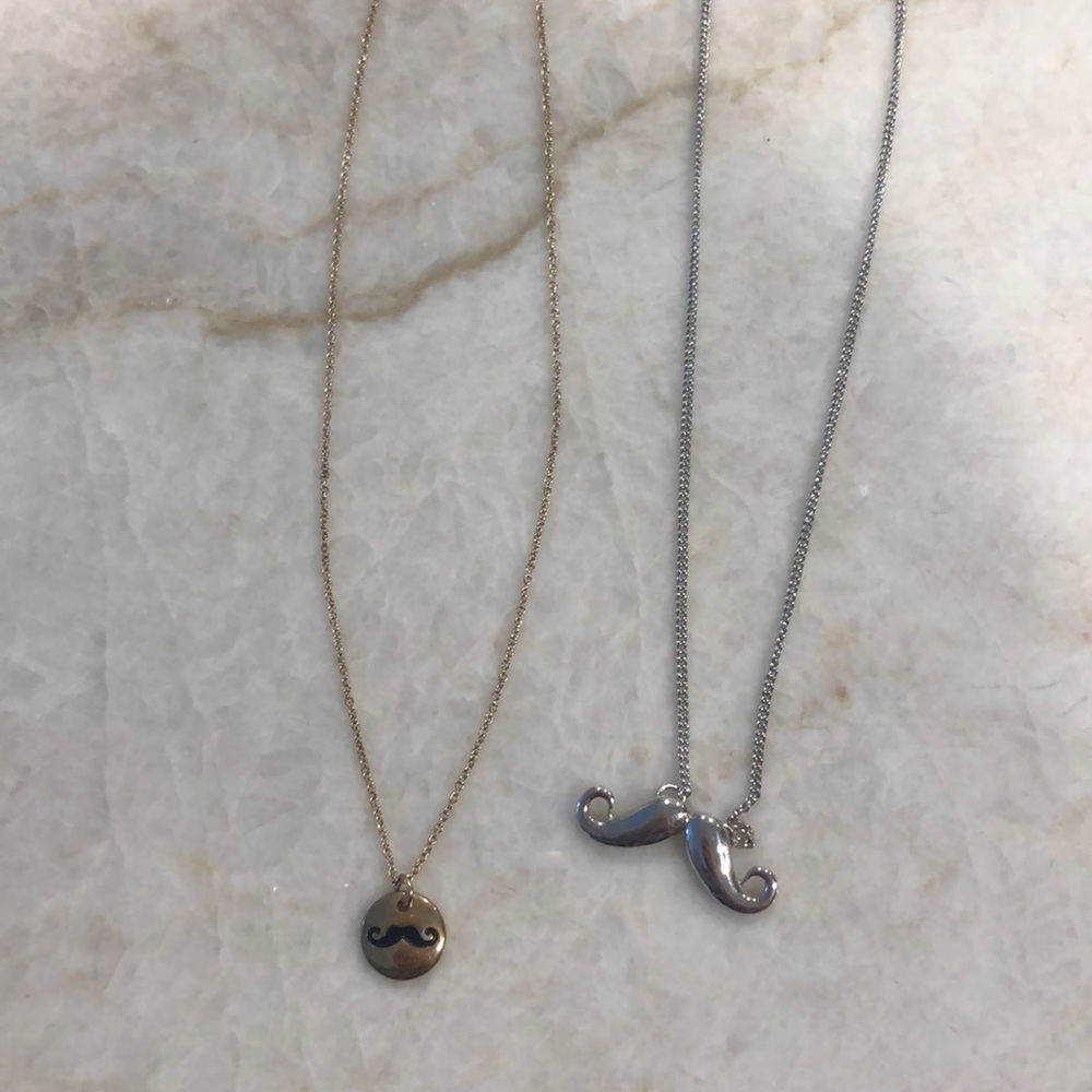 Set of 2 mustache necklaces
